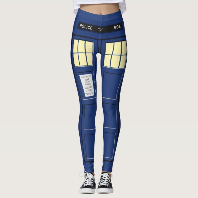 Förenade kungariket - Blue Police Public Call Box  Leggings (Framsida)