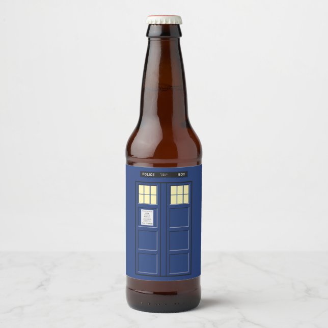 Förenade kungariket - Blue Police Public Call Box  Ölflaska Etikett (Framsida)