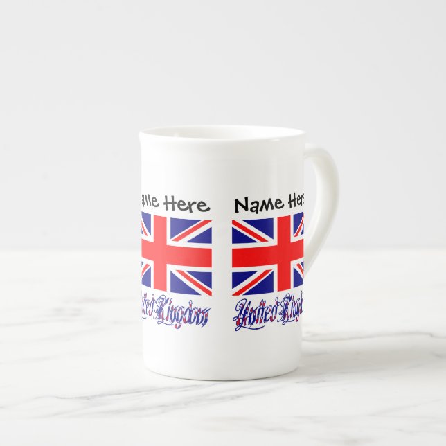 Förenade kungariket British Flagga Black Personali Benporslin Mugg (Framsida höger)