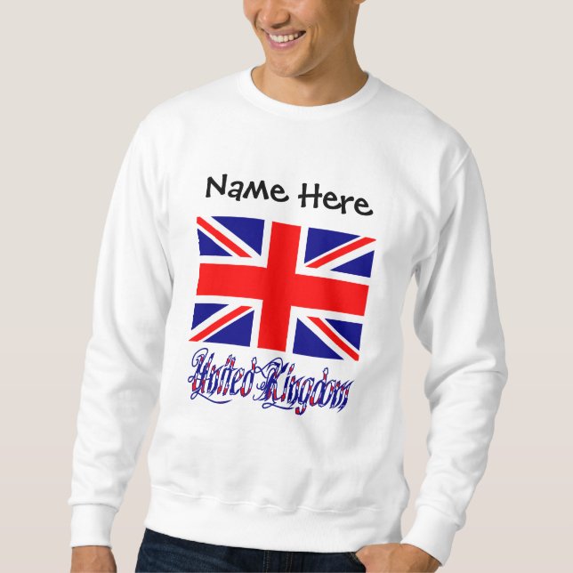 Förenade kungariket British Flagga Black Personali Lång Ärmad Tröja (Framsida)