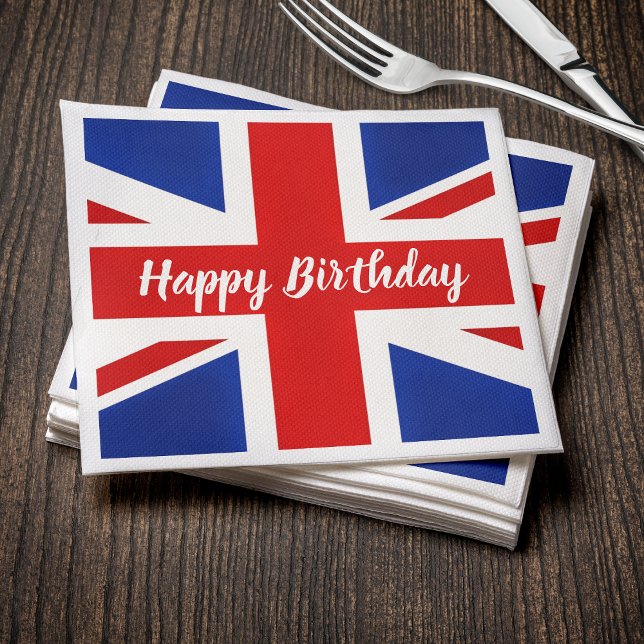 Förenade kungariket British Grattis på födelsedage Pappersservett (UK United Kingdom British Happy Birthday Napkins
)