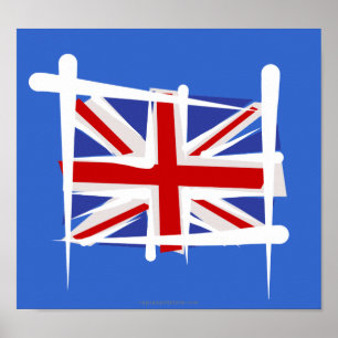 Förenade kungariket Brush Flagga Poster