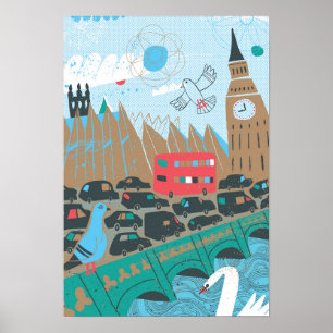 Förenade kungariket City Scene Poster