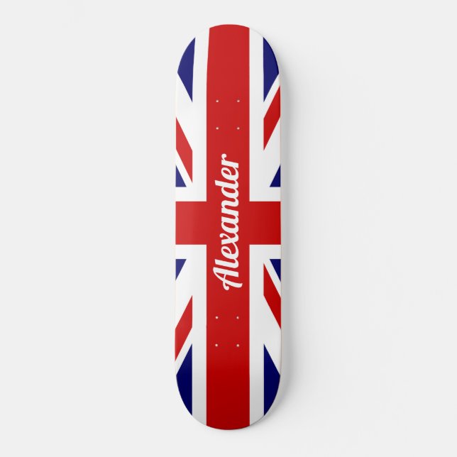 Förenade kungariket Flagga / Union Jack | PERSONLI Skateboard Bräda 20,5 Cm (Framsida)