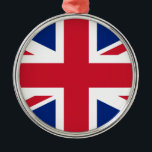 Förenade kungariket julgransprydnad metall<br><div class="desc">Flagga i Förenade kungariket. Helt anpassade. Användorna i Förenade kungariket Underbara Storbritannien och Nordirland är som sitt nationella flagga den banderoll som går under namnet Union Flagga eller Union Jack, när han flyger till havs. Den nuvarande utformningen av unionen Flagga data från Irland och Underbara Storbritannien 1801. Den består av...</div>