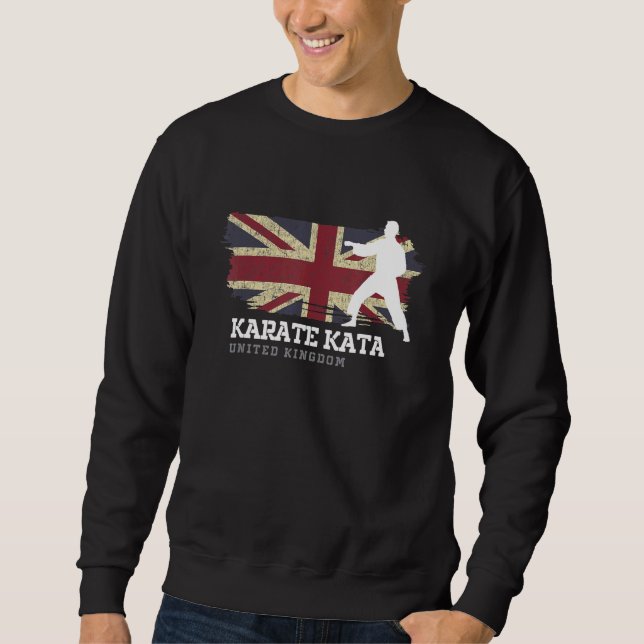 Förenade kungariket Karate Kata Martial Arts Karat Lång Ärmad Tröja (Framsida)