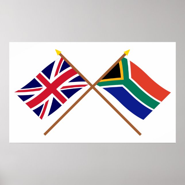 Förenade kungariket och södra Afrikan Crossed Flag Poster (Framsidan)