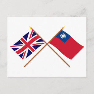 Förenade kungariket och Taiwan Crossed Flaggor Vykort