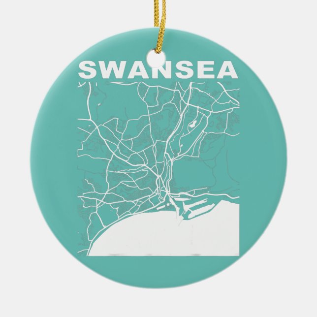 Förenade kungariket Souvenir Swansea City Street K Julgransprydnad Keramik (Framsidan)