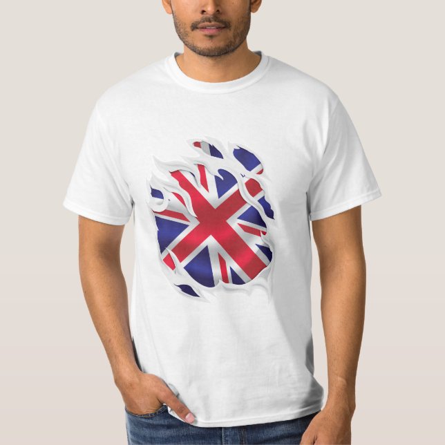Förenade kungariket under Skin-Flagga T Shirt (Framsida)