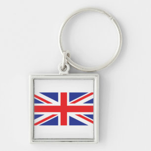 Förenade kungariket/unionen Jack Flagga Fyrkantig Silverfärgad Nyckelring