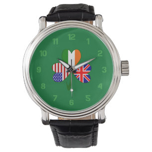 Förenade kungariket, USA, Irland Shamrock Flagga Armbandsur
