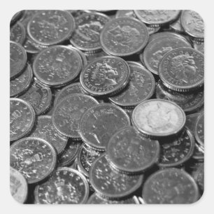 Förenade kungarikets 5-pence biet mynt fyrkantigt klistermärke