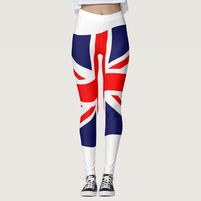 Förenade kungarikets flagga + era idéer leggings (Framsida)