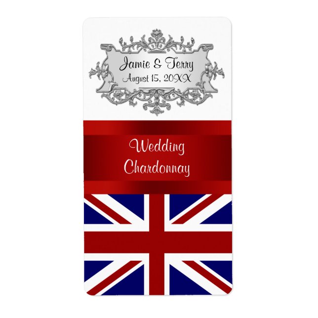 Förenade kungarikets Flagga Event Party Vin-etiket Fraktsedel (Framsidan)