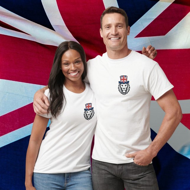 Förenade kungarikets Flagga Lejon T Shirt (United Kingdom Union Flag Lion T-Shirt by Ricaso. A patriotic bold and stylish British themed shirt )