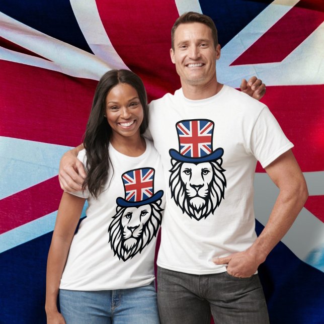 Förenade kungarikets Flagga Lejon T Shirt (United Kingdom Union Flag Lion T-Shirt by Ricaso. A patriotic bold and stylish British themed shirt )