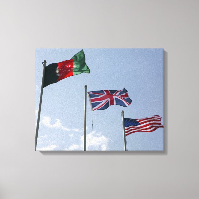 Förenade kungarikets Flagga mellan Afghanistan och Canvastryck (Framsida)