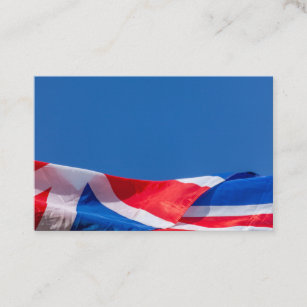 Förenade kungarikets flagga som viftar med himlar visitkort