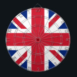 Förenade kungarikets Union Jack Flagga of British  Darttavla<br><div class="desc">Union Jack, ett tapearkiv med historiens trådar, fladdrar stolt, en symbol för en nation som har formats i enighet. Dess historia börjar 1606, när Skottlands Kung James VI gick över till den engelska tronen som Kung James I. För att hedra minnet av dessa två kungadömen beställde han en ny flagga...</div>