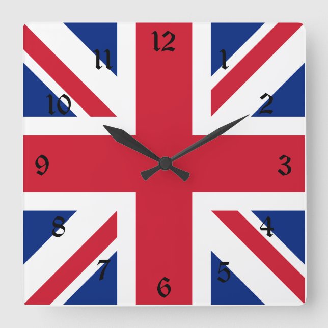 Förenade kungarikets Union Jack Flagga of British  Fyrkantig Klocka (Framsida)