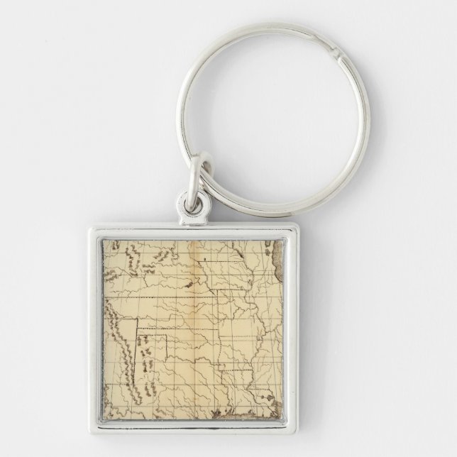 Förenade Stater 6 Fyrkantig Silverfärgad Nyckelring (Framsidan)