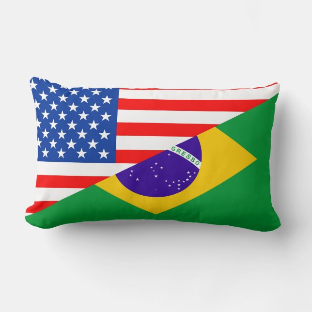 förenade stater america brazil halva flagga usa la lumbarkudde (Framsida)