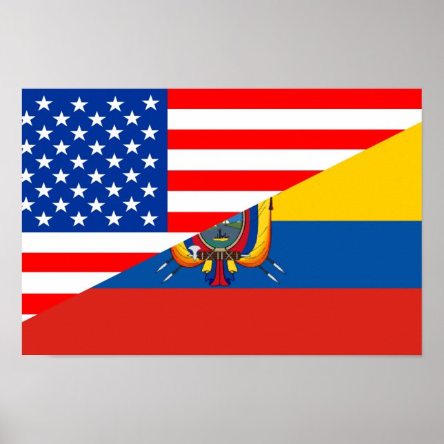 förenade stater america ecuador halva flagga usa poster (Framsidan)
