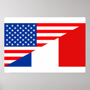 förenade stater america frankrike halv flagga usa  poster