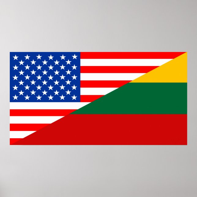 förenade stater america lithuania halv flagga usa  poster (Framsidan)