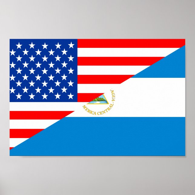 förenade stater america nicaragua halv flagga usa poster (Framsidan)