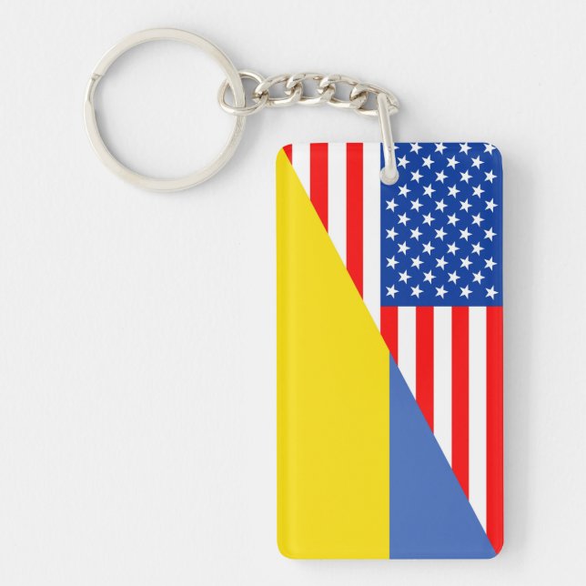 förenade stater america ukraine halv flagga usa nyckelring (Framsidan)