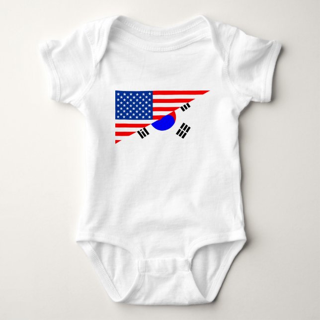 förenade stater amerika Sydkorea halva flagga usa T-shirt (Framsida)