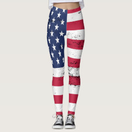 Förenade Stater Flagga Distress Stil Stars Rand Leggings