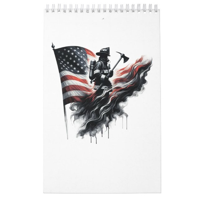 Förenade Stater Flagga. Firefighter Kalender (Omslag)