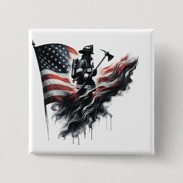 Förenade Stater Flagga. Firefighter Knapp (Framsida)