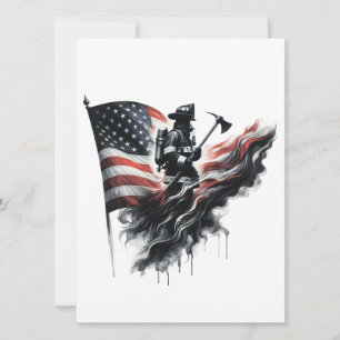 Förenade Stater Flagga. Firefighter Kort