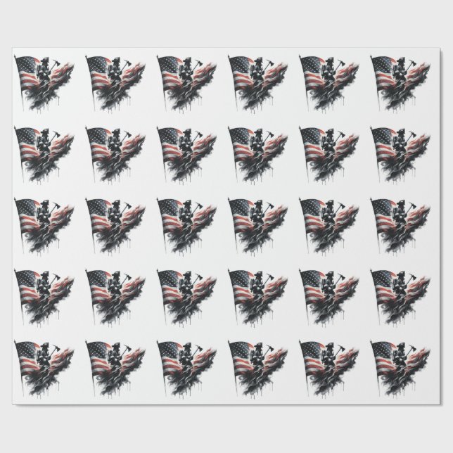 Förenade Stater Flagga. Firefighter Presentpapper (Platt)