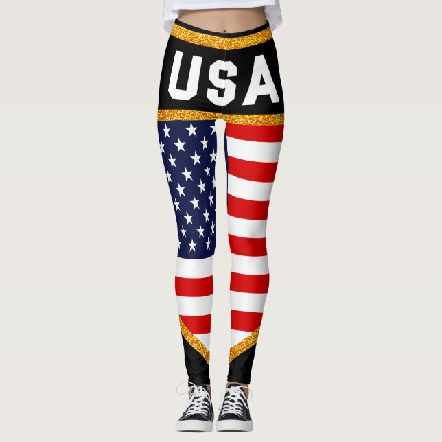 Förenade Stater Flagga Leggings (Framsida)