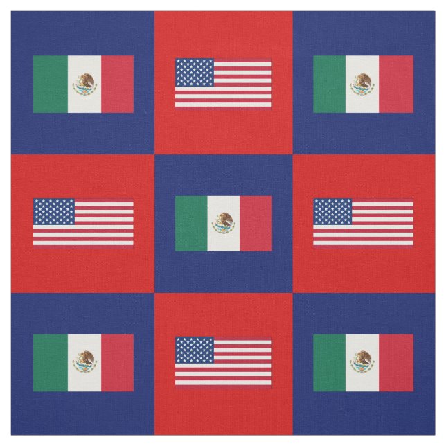 Förenade Stater, Flagga, Mexiko, Flagga på Blue &  Tyg (Provkarta)