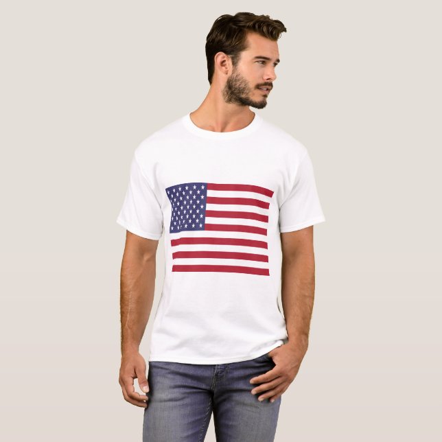 Förenade Stater Flagga Tee Shirt (Hel framsida)