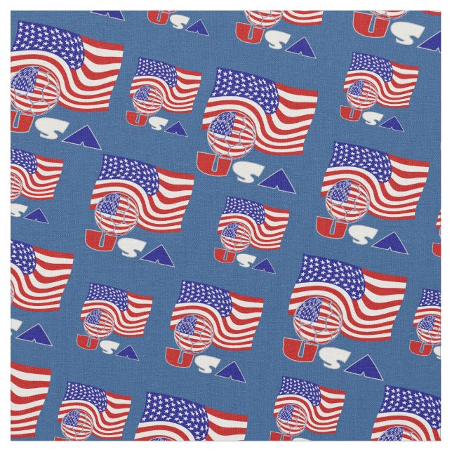 Förenade Stater Flagga USA: Fotbolls-blå bakgrund Tyg (Närbild)