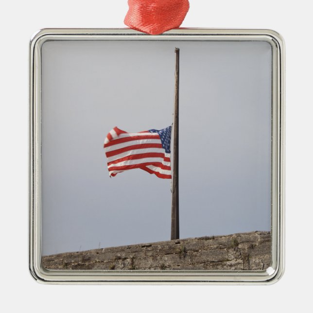 Förenade Stater Flagga vid halv mast (USA) Julgransprydnad Metall (Framsidan)