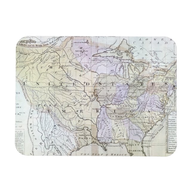 FÖRENADE STATER KARTA, c1812 Magnet (Horisontell)