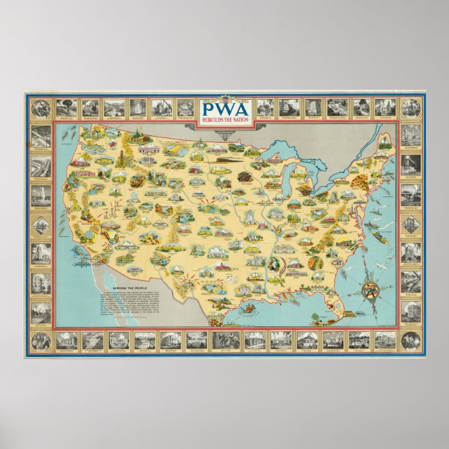 Förenade Stater Karta Poster (Framsidan)