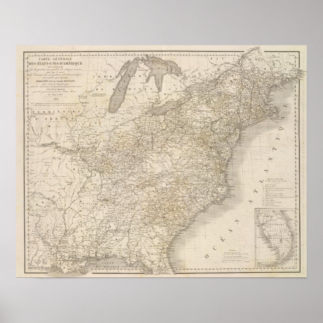 Förenade Stater Karta som visar bosättningar Poster (Framsidan)