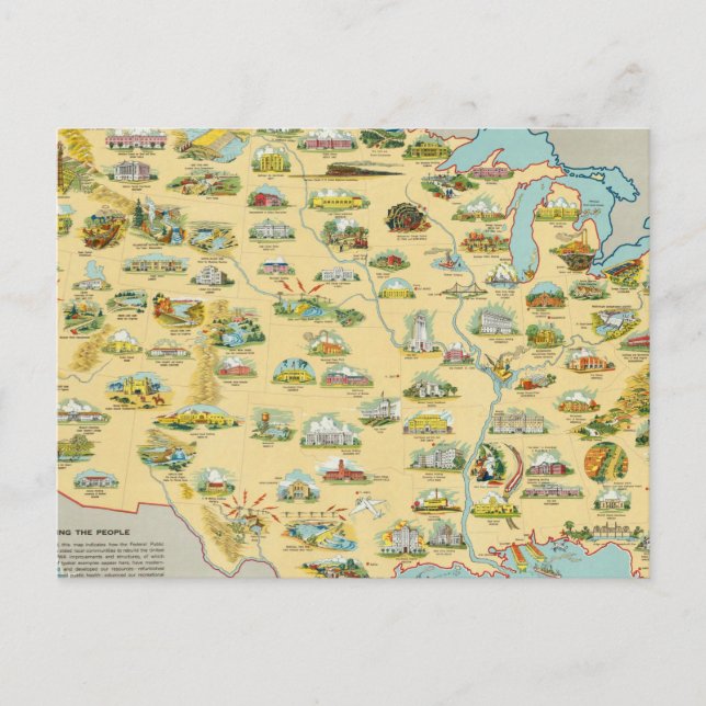 Förenade Stater Karta Vykort (Framsida)