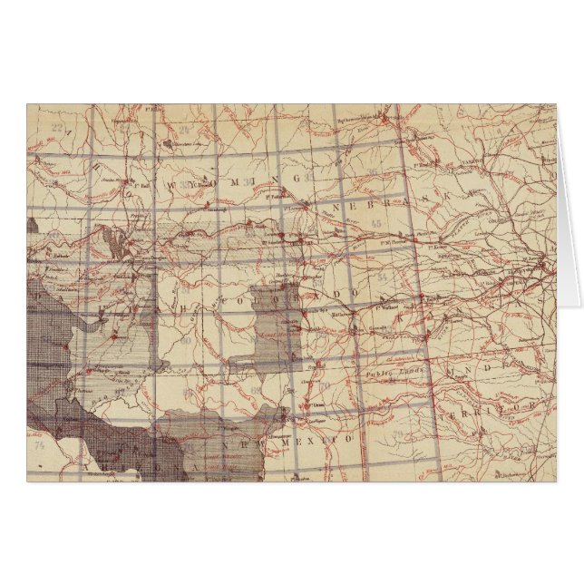 Förenade Stater:s framsteg Karta Routes och Statio Hälsningskort (Framsidan Horizontal)