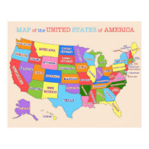 Förenade Stater:s Karta i flera Färgader