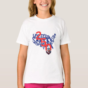 Förenade Stater USA Amerika 250 Karta och Eagl T Shirt
